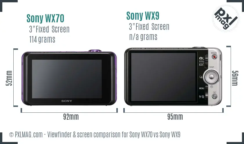 Sony WX70 vs Sony WX9 Screen and Viewfinder comparison