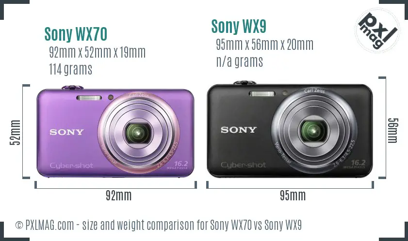 Sony WX70 vs Sony WX9 size comparison