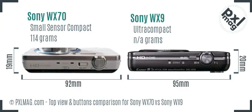 Sony WX70 vs Sony WX9 top view buttons comparison