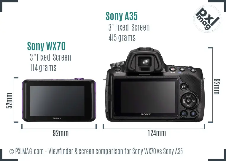 Sony WX70 vs Sony A35 Screen and Viewfinder comparison