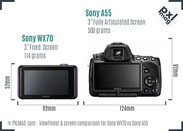Sony WX70 vs Sony A55 Screen and Viewfinder comparison