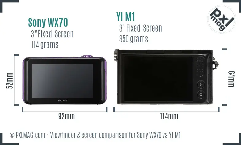Sony WX70 vs YI M1 Screen and Viewfinder comparison