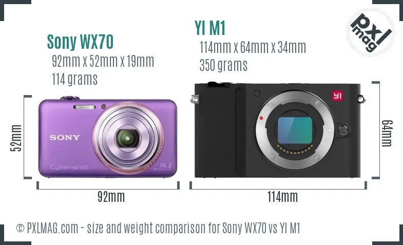 Sony WX70 vs YI M1 size comparison