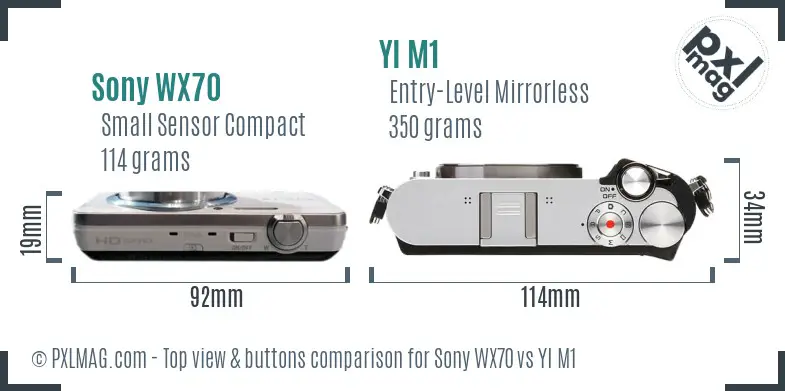 Sony WX70 vs YI M1 top view buttons comparison