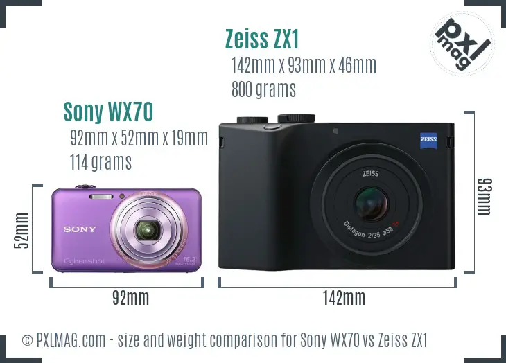 Sony WX70 vs Zeiss ZX1 size comparison