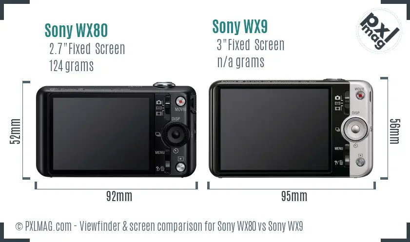 Sony WX80 vs Sony WX9 Screen and Viewfinder comparison