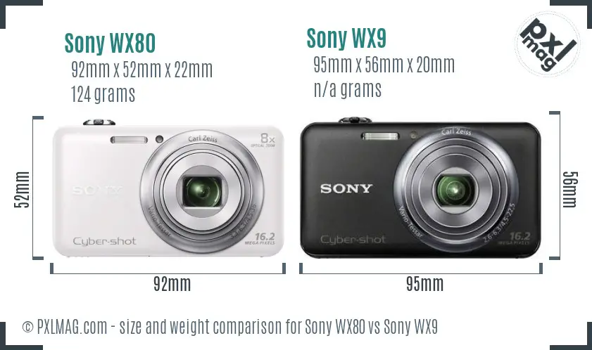 Sony WX80 vs Sony WX9 size comparison