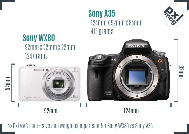 Sony WX80 vs Sony A35 size comparison