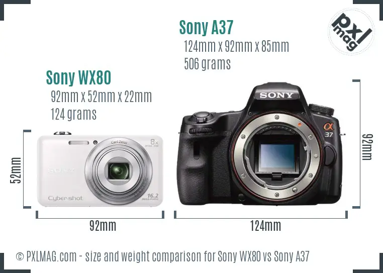 Sony WX80 vs Sony A37 size comparison