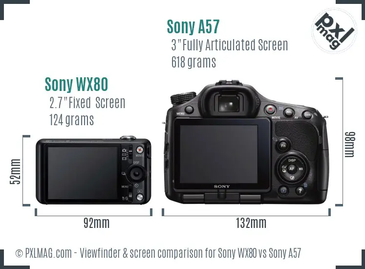 Sony WX80 vs Sony A57 Screen and Viewfinder comparison