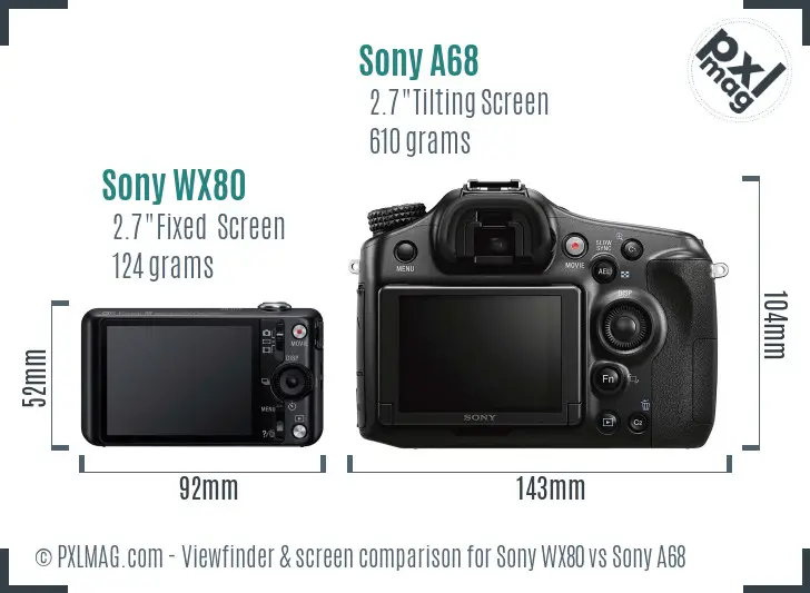 Sony WX80 vs Sony A68 Screen and Viewfinder comparison