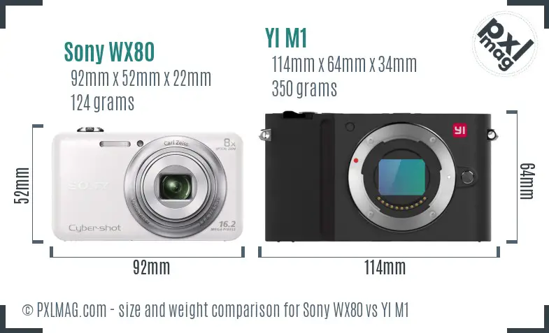 Sony WX80 vs YI M1 size comparison