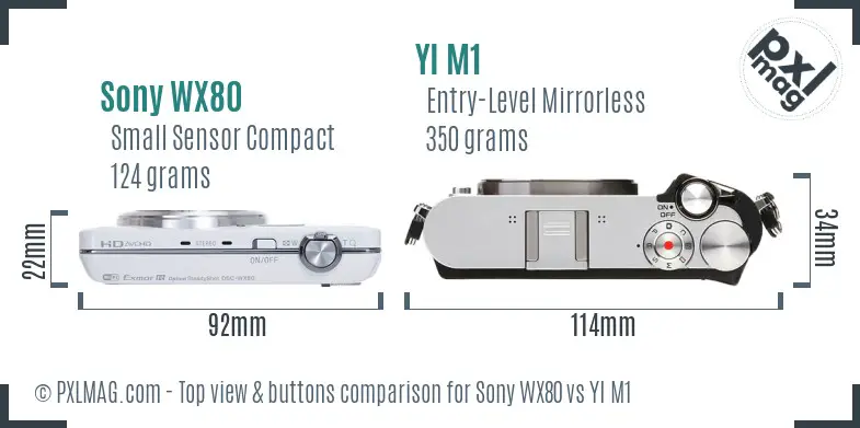 Sony WX80 vs YI M1 top view buttons comparison
