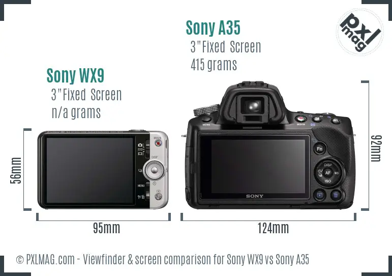 Sony WX9 vs Sony A35 Screen and Viewfinder comparison