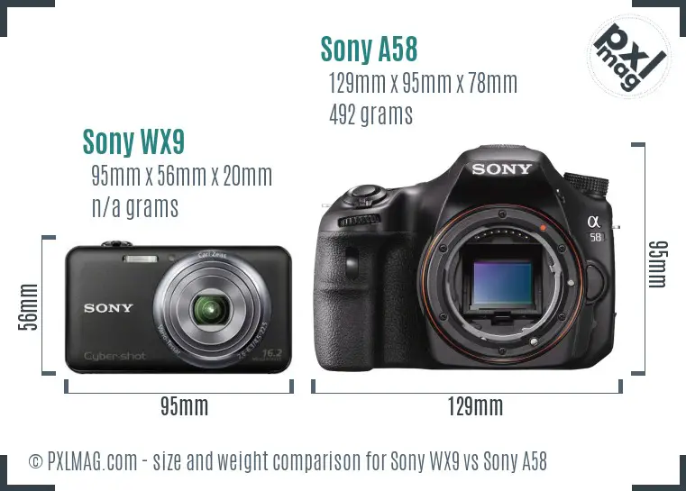 Sony WX9 vs Sony A58 size comparison