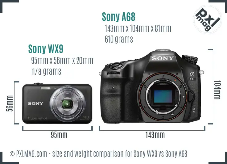 Sony WX9 vs Sony A68 size comparison