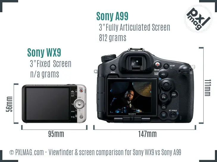 Sony WX9 vs Sony A99 Screen and Viewfinder comparison