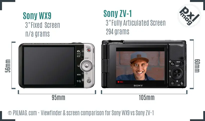 Sony WX9 vs Sony ZV-1 Screen and Viewfinder comparison