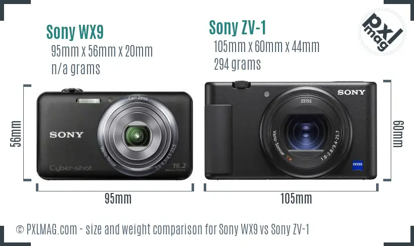Sony WX9 vs Sony ZV-1 size comparison