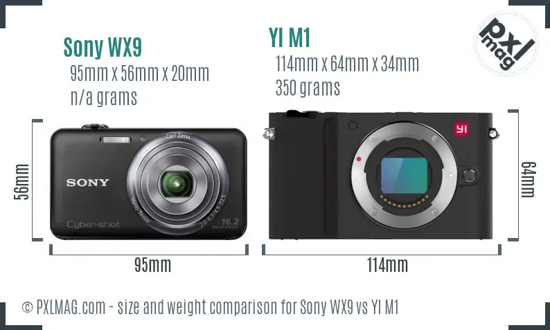 Sony WX9 vs YI M1 size comparison