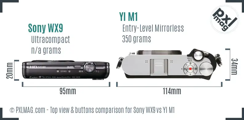Sony WX9 vs YI M1 top view buttons comparison