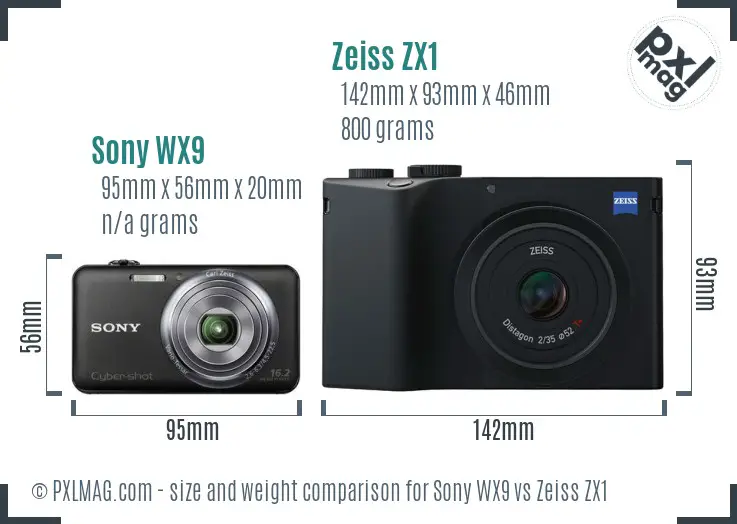Sony WX9 vs Zeiss ZX1 size comparison