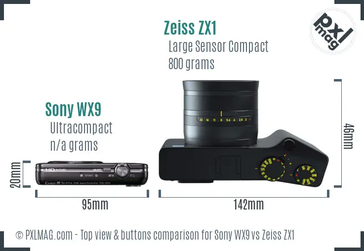 Sony WX9 vs Zeiss ZX1 top view buttons comparison