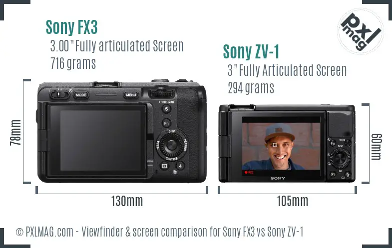 Sony FX3 vs Sony ZV-1 Screen and Viewfinder comparison Sony FX3 vs Sony ZV-1 Screen and Viewfinder comparison