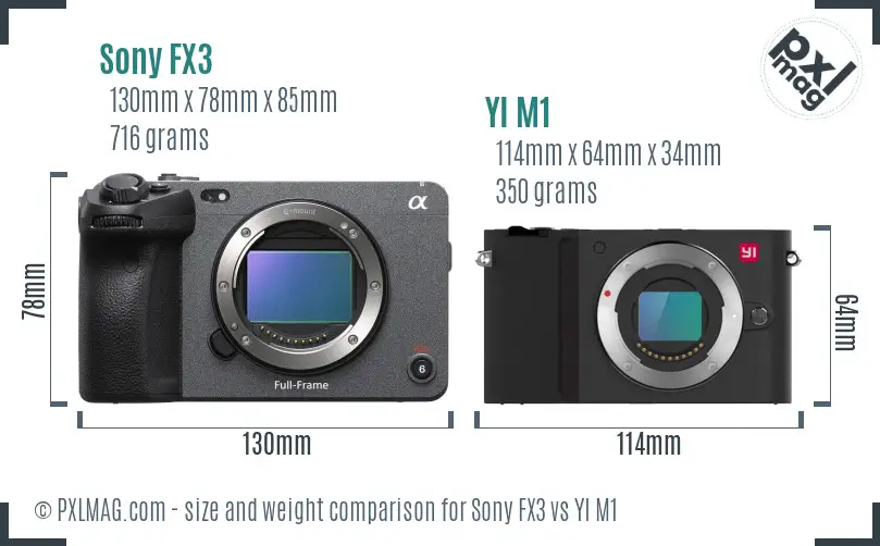 Sony FX3 vs YI M1 size comparison