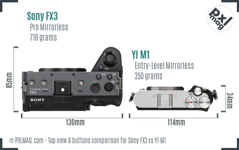 Sony FX3 vs YI M1 top view buttons comparison