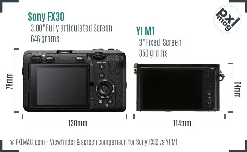 Sony FX30 vs YI M1 Screen and Viewfinder comparison Sony FX30 vs YI M1 Screen and Viewfinder comparison