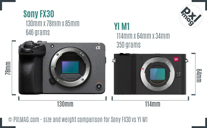 Sony FX30 vs YI M1 size comparison Sony FX30 vs YI M1 size comparison
