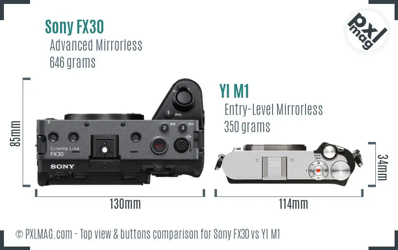 Sony FX30 vs YI M1 top view buttons comparison Sony FX30 vs YI M1 top view buttons comparison