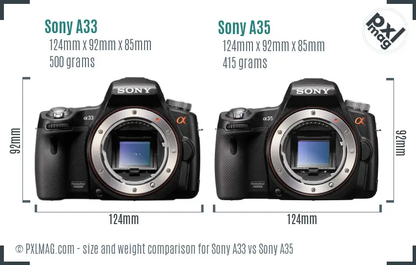 Sony A33 vs Sony A35 size comparison