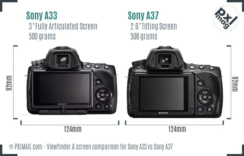 Sony A33 vs Sony A37 Screen and Viewfinder comparison