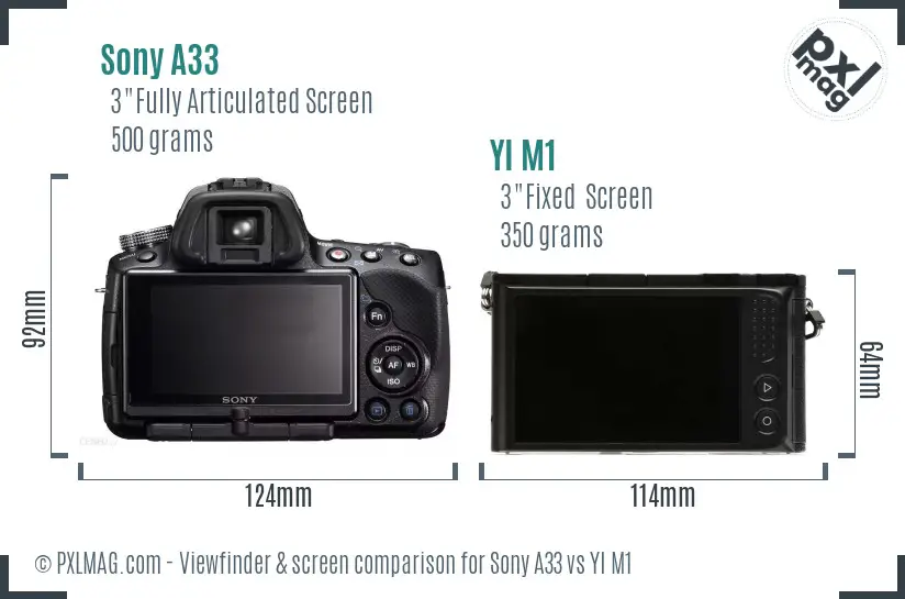 Sony A33 vs YI M1 Screen and Viewfinder comparison