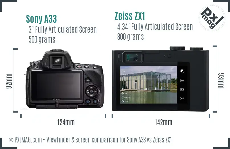Sony A33 vs Zeiss ZX1 Screen and Viewfinder comparison