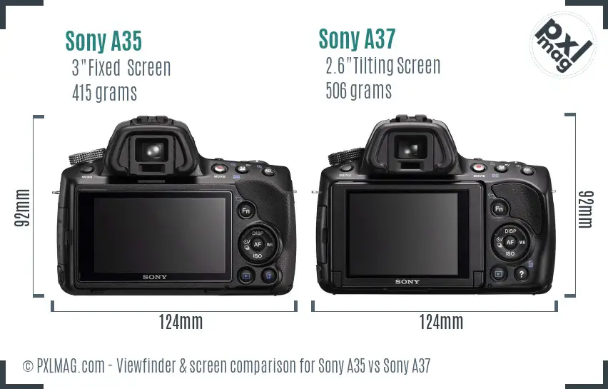 Sony A35 vs Sony A37 Screen and Viewfinder comparison