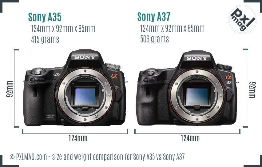 Sony A35 vs Sony A37 size comparison