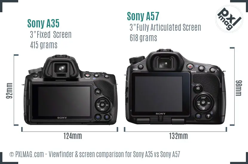 Sony A35 vs Sony A57 Screen and Viewfinder comparison