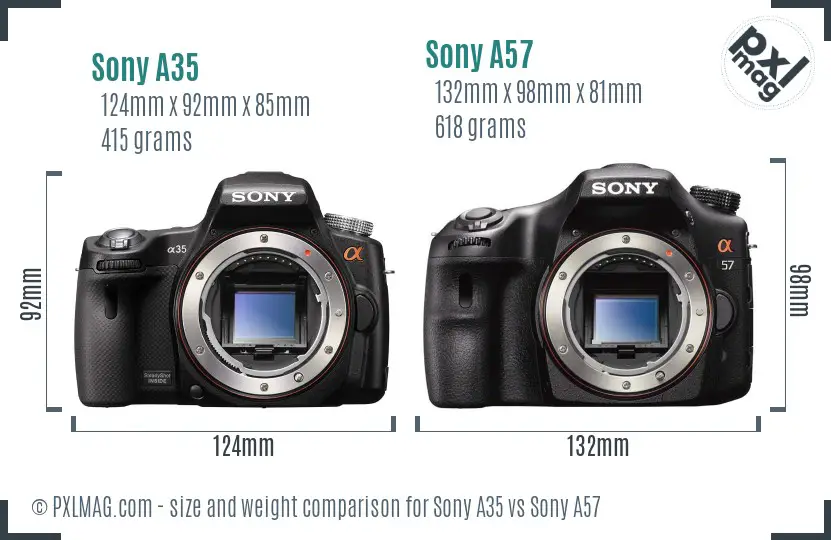Sony A35 vs Sony A57 size comparison