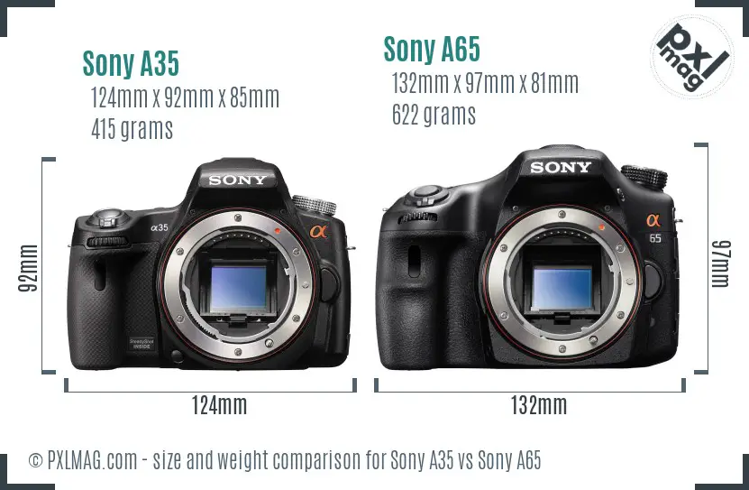 Sony A35 vs Sony A65 size comparison