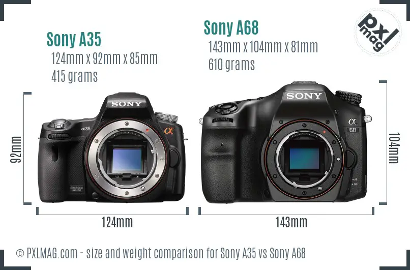 Sony A35 vs Sony A68 size comparison