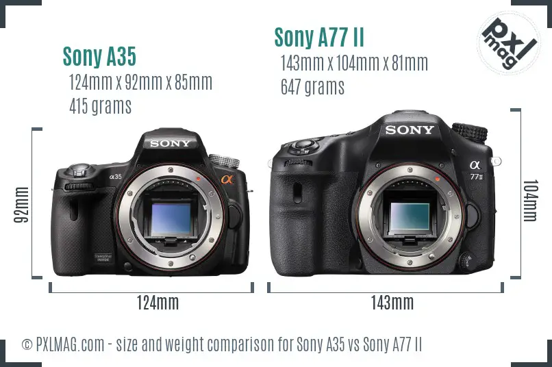 Sony A35 vs Sony A77 II size comparison