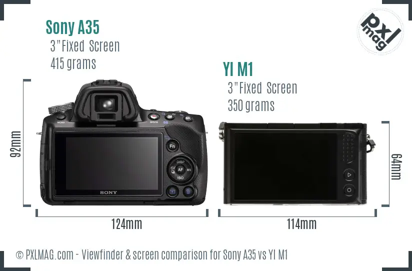 Sony A35 vs YI M1 Screen and Viewfinder comparison