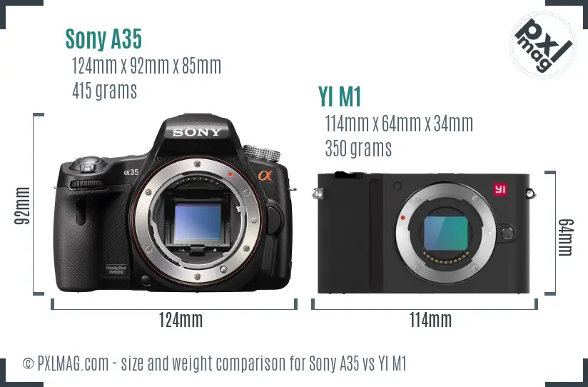 Sony A35 vs YI M1 size comparison