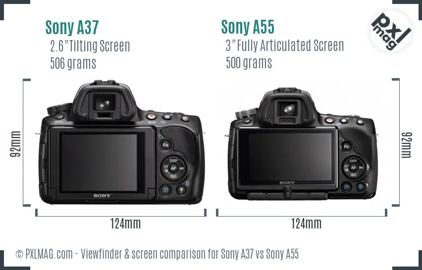 Sony A37 vs Sony A55 Screen and Viewfinder comparison