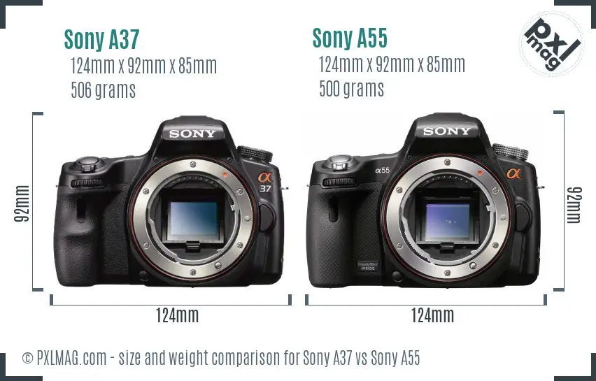 Sony A37 vs Sony A55 size comparison