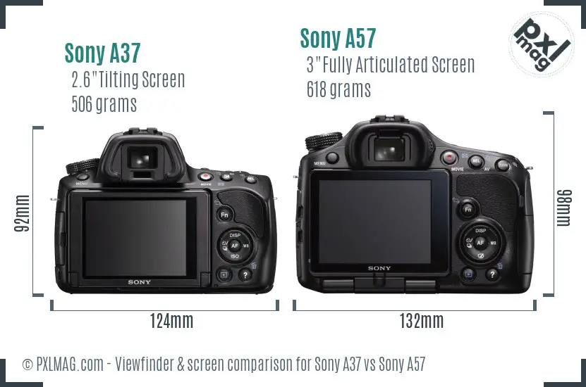 Sony A37 vs Sony A57 Screen and Viewfinder comparison