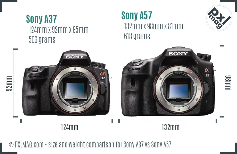 Sony A37 vs Sony A57 size comparison
